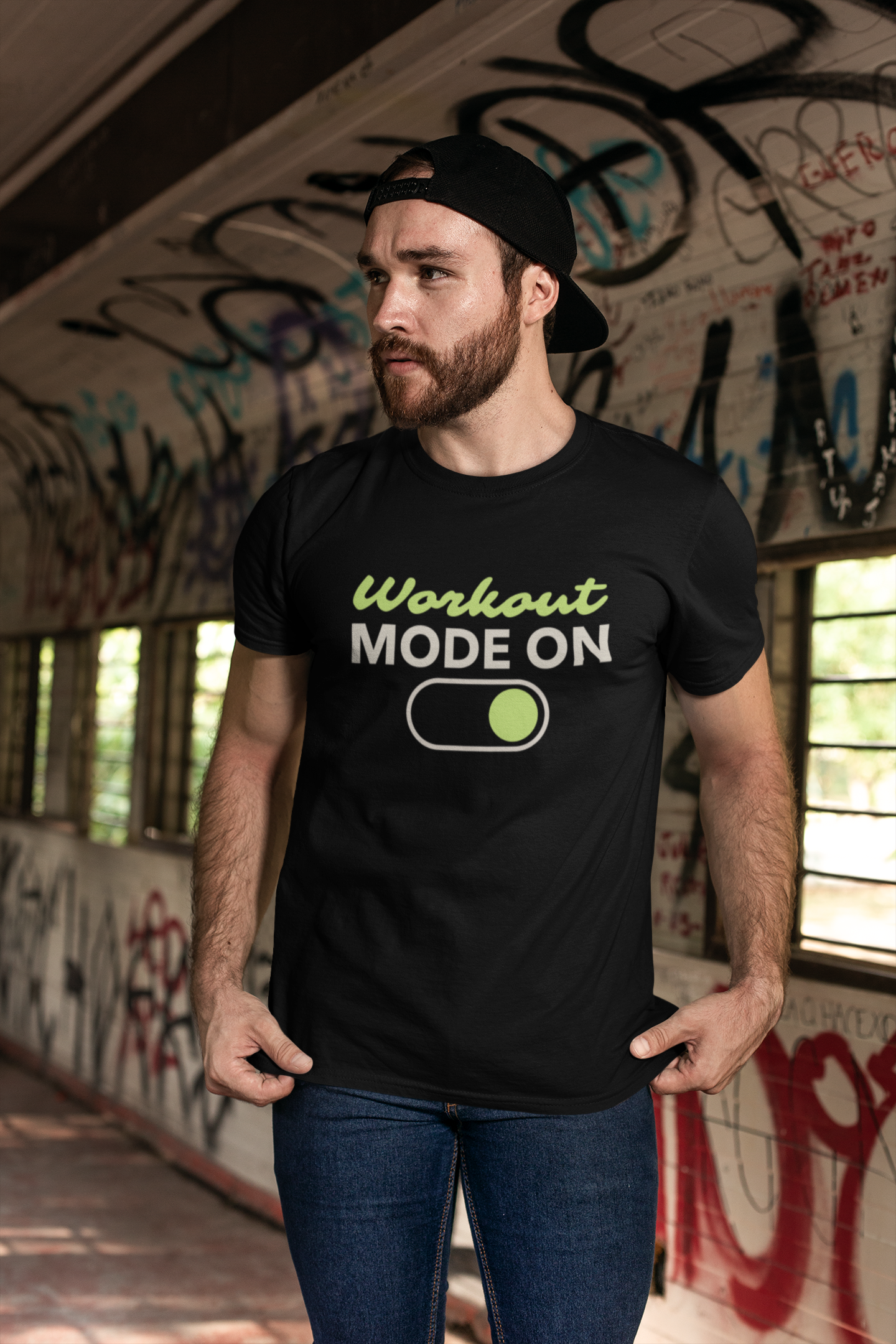 🏋️ Male Standard Crew T-Shirt – Workout MODE ON