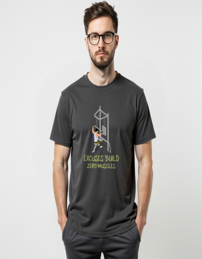 💪 Male Standard Crew T-Shirt – Excuses Build Zero Muscles